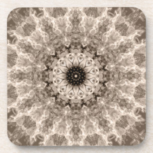 geometrisch, beige, bruin, mandalas bier onderzetter