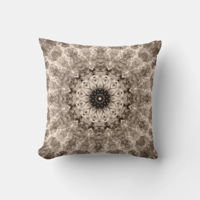 geometrisch, beige, bruin, mandalas kussen (Voorkant)