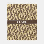 Geometrisch Beige Zwart Minimaal Patroon Fleece Deken (Voorkant)