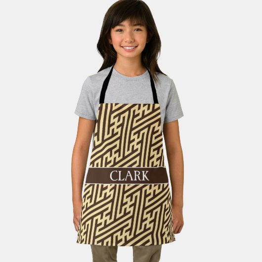 Geometrisch Beige Zwart Minimaal Patroon Schort (Insitu)