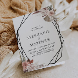 Geometrisch bijtend Roos Gold Floral vouded Weddin Programma