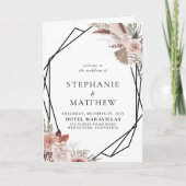 Geometrisch bijtend Roos Gold Floral vouded Weddin Programma (Voorkant)