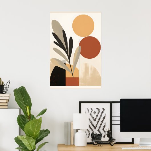 Geometrisch blad: Abstracte uitlegging Poster (Thuiskantoor)