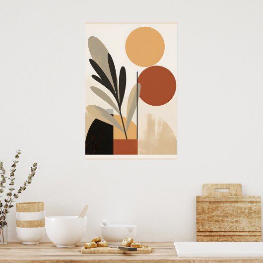Geometrisch blad: Abstracte uitlegging Poster (Keuken)