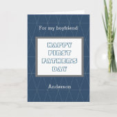 Geometrisch blauw 1e Vaderdag voor mijn vriend Kaart (Voorkant)