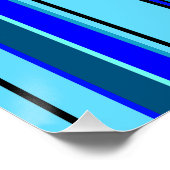 Geometrisch blauw barcodepatroon perfect poster (Hoek)