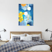 GEOMETRISCH BLAUW CANVAS AFDRUK (Insitu (Slaapkamer))