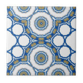 Geometrisch Blauw en Wit Marokkaans Azulejos Tegeltje (Voorkant)