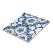 Geometrisch Blauw en Wit Marokkaans Azulejos Tegeltje (Zijkant)