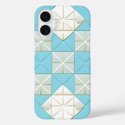 Geometrisch blauw en wit patroon Case-Mate iPhone case (Achterkant)