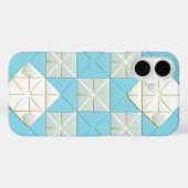 Geometrisch blauw en wit patroon Case-Mate iPhone case (Achterkant (horizontaal))