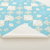 Geometrisch blauw en wit patroon sherpa deken (3/4)