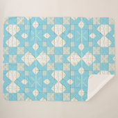 Geometrisch blauw en wit patroon sherpa deken (Voorkant (horizontaal))