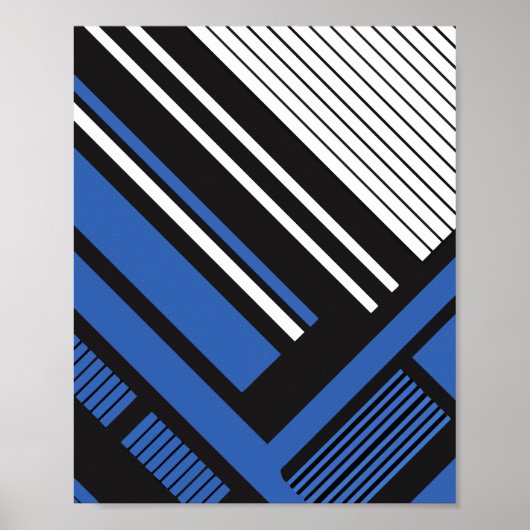 Geometrisch blauw en zwart gestreept abstract ontw poster (Voorkant)