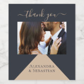 Geometrisch Blauw Gepersonaliseerd Aangepaste Brui Wijn Etiket (Enkel label)