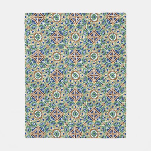 geometrisch blauw groen en bruin Fleece Blanket (Voorkant)