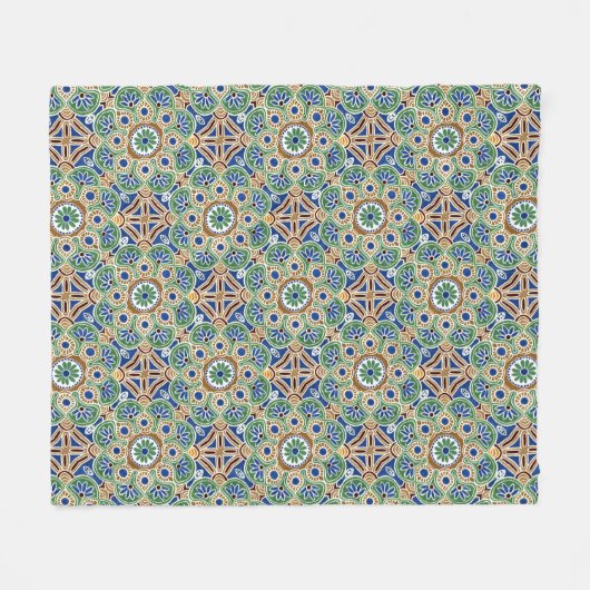 geometrisch blauw groen en bruin Fleece Blanket Deken (Voorkant (Horizontaal))