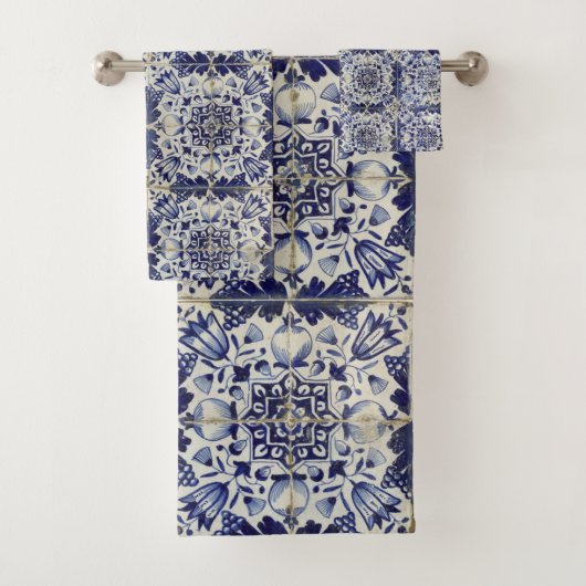  Geometrisch Blauw-heuppatroon Bad Handdoek (Insitu)