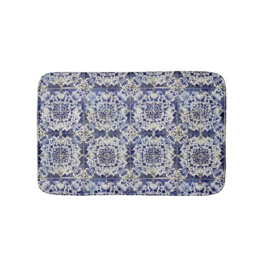 Geometrisch Blauw-heuppatroon Badmat (Voorkant)