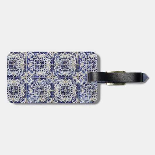 Geometrisch Blauw-heuppatroon Bagagelabel (Achterkant horizontaal)