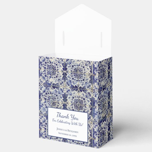 Geometrisch Blauw-heuppatroon Bedankdoosjes (Geopend)