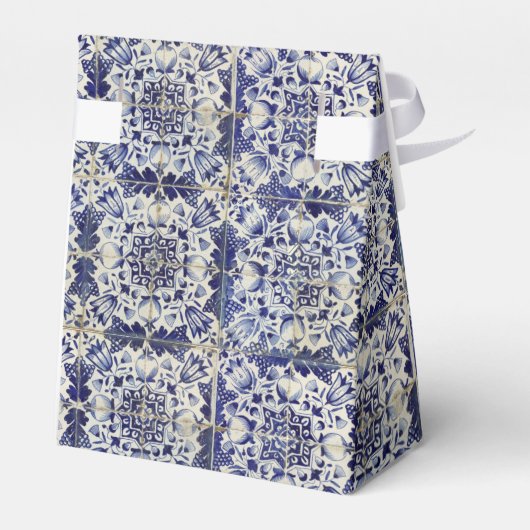  Geometrisch Blauw-heuppatroon Bedankdoosjes (Achterkant)