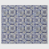  Geometrisch Blauw-heuppatroon Cadeaupapier (Vlak)