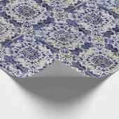  Geometrisch Blauw-heuppatroon Cadeaupapier (Hoek)