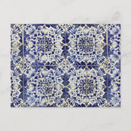  Geometrisch Blauw-heuppatroon Feestdagenkaart