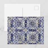  Geometrisch Blauw-heuppatroon Feestdagenkaart (Voorkant / Achterkant)