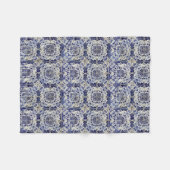 Geometrisch Blauw-heuppatroon Fleece Deken (Voorkant (Horizontaal))