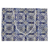  Geometrisch Blauw-heuppatroon Groot Cadeauzakje (Achterkant)