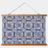 Geometrisch Blauw-heuppatroon Hangend Wandkleed (Voorkant)