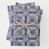 Geometrisch Blauw-heuppatroon Inpakpapier Vel (In situ)