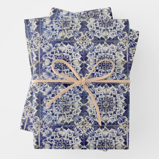  Geometrisch Blauw-heuppatroon Inpakpapier Vel (In situ)