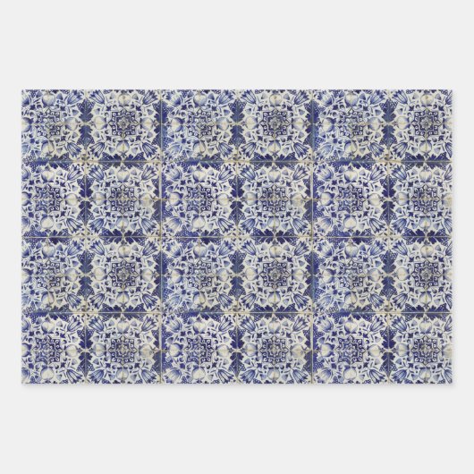 Geometrisch Blauw-heuppatroon Inpakpapier Vel (Voorkant)