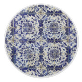  Geometrisch Blauw-heuppatroon Keramische Knop (Voorkant)