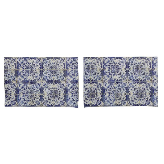 Geometrisch Blauw-heuppatroon Kussensloop (Voorkant-Set)