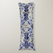 Geometrisch Blauw-heuppatroon Lichaamskussen (Voorkant Verticaal)