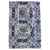  Geometrisch Blauw-heuppatroon Medium Cadeauzakje (Achterkant)