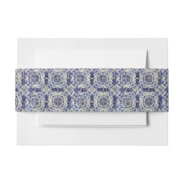 Geometrisch Blauw-heuppatroon Uitnodigingen Wikkel