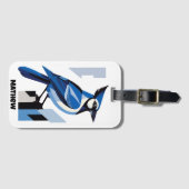Geometrisch blauw Jay Bird Bagagelabel (Voorkant (horizontaal))