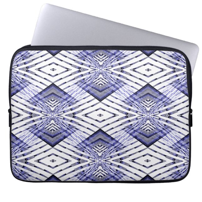 Geometrisch blauw...... laptop sleeve (Voorkant)