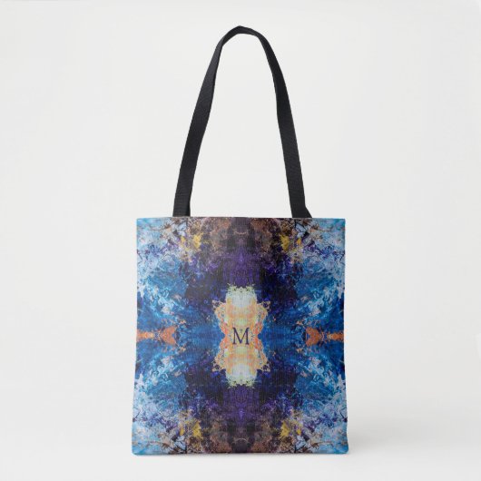 Geometrisch blauw Paarse bruine kunst Tote Bag (Voorkant)