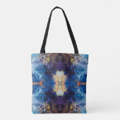 Geometrisch blauw Paarse bruine kunst Tote Bag (Achterkant)