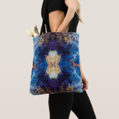 Geometrisch blauw Paarse bruine kunst Tote Bag (Dichtbij)