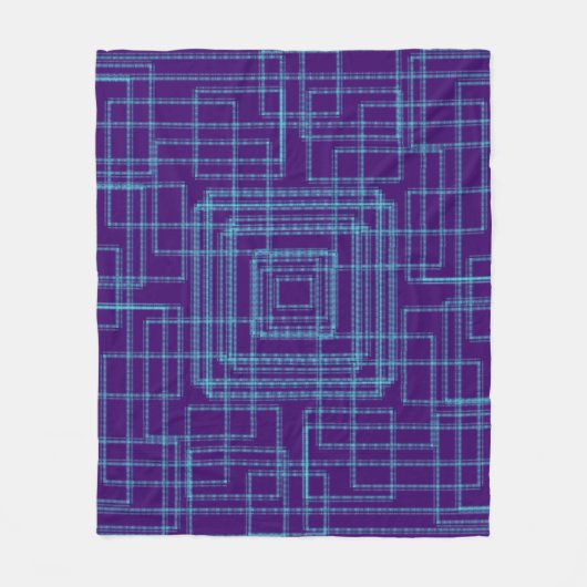 Geometrisch blauw patroon fleece deken (Voorkant)