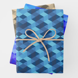 Geometrisch blauw patroon inpakpapier vel