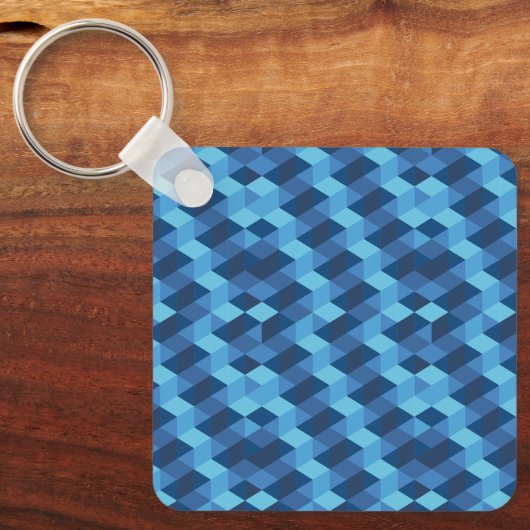Geometrisch blauw patroon sleutelhanger (Voorkant)