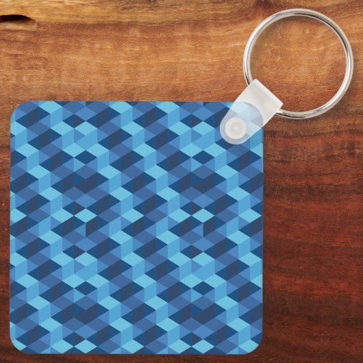 Geometrisch blauw patroon sleutelhanger (Achterkant)